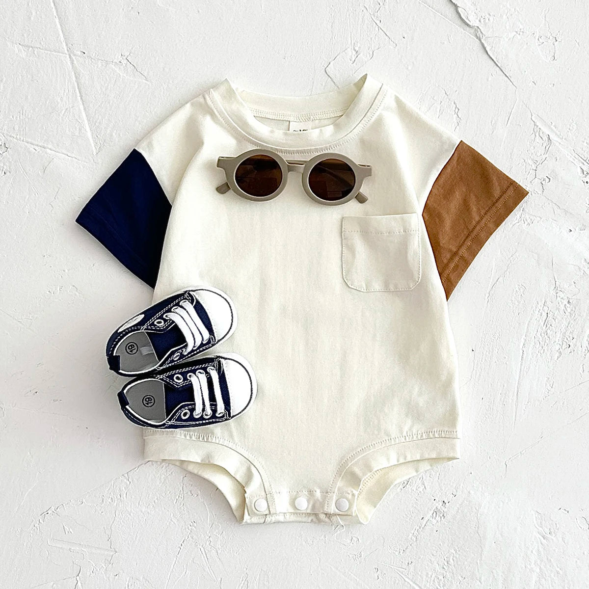 Summer Baby Clothes Romper Short Sleeved Triangle Bodysuit Cotton Kids Clothing Newborn Boys Girls Pocket Jumpsuit 0-18M