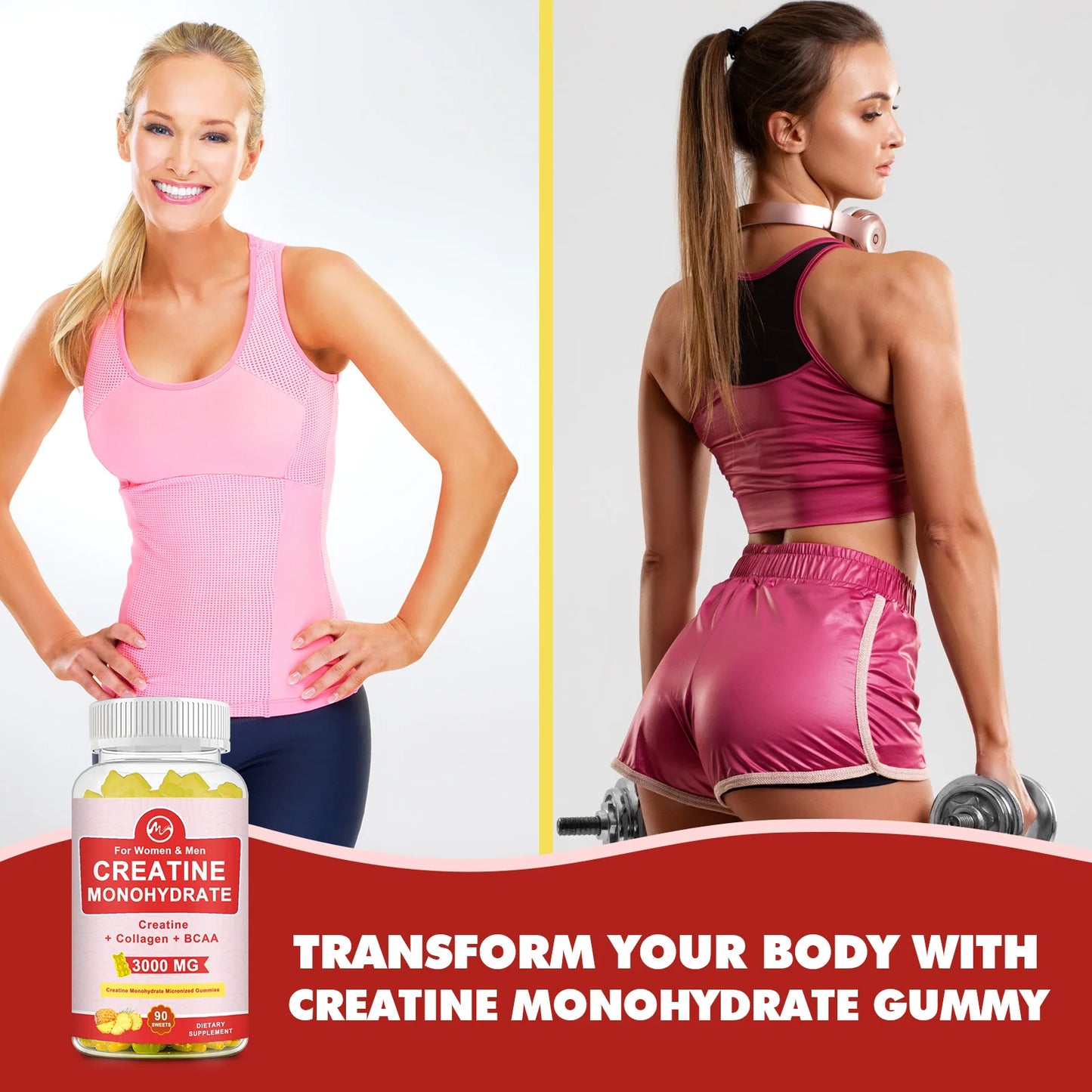 3000mg CREATINE MONOHYDRATE Gummies For Women & Men Proven Strength and Power Gains Muscle Production