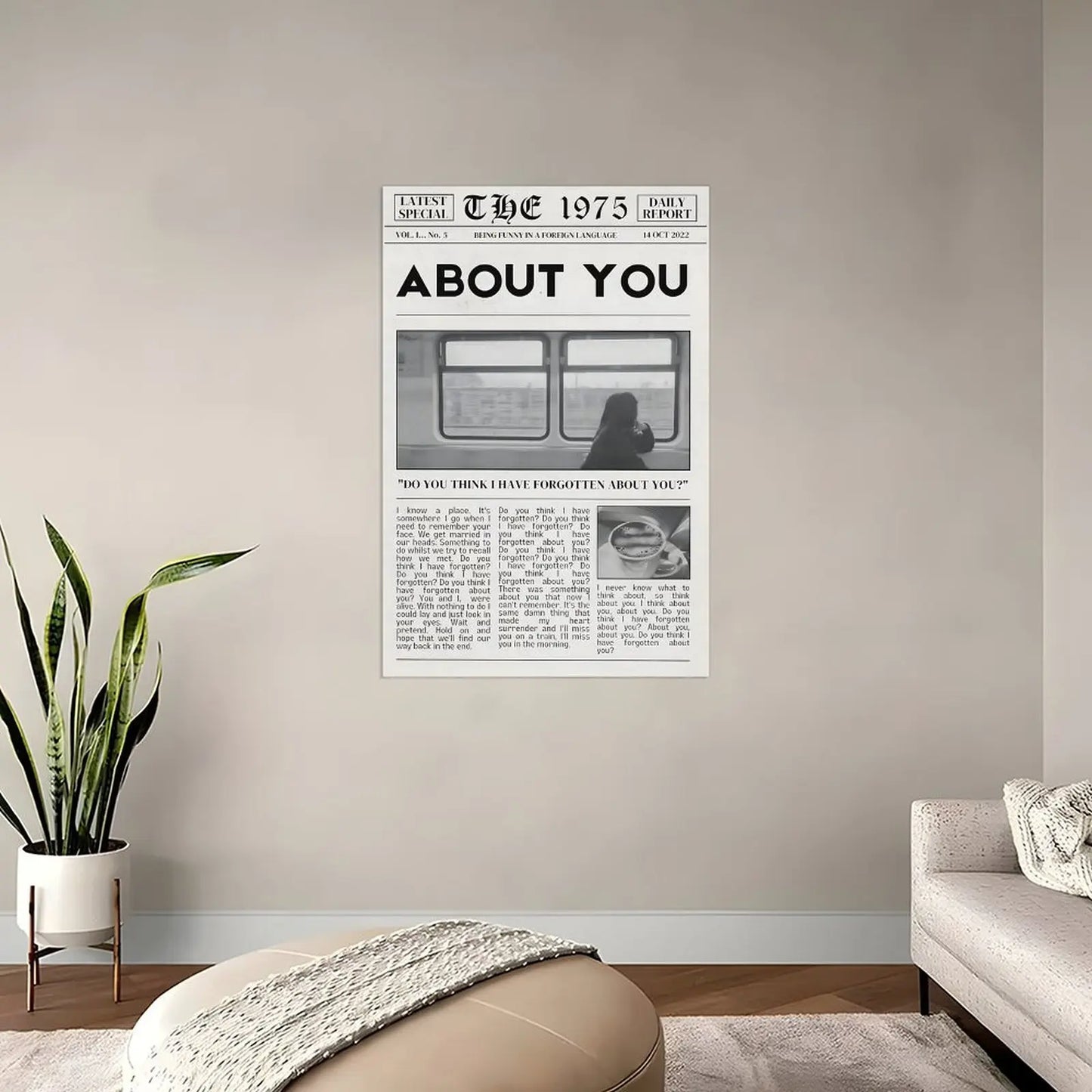 The 1975 About You Poster Music Album Canvas Wall Art Posters Painting Decoration for Home Bedroom Dorm Bathroom Decor Gift