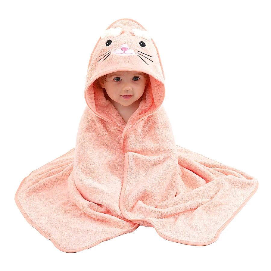 A Soft and Absorbent Baby Bath Towel, Cartoon Design, Thin for Summer, Newborn Bath Towel, a Must-Have for Babies.