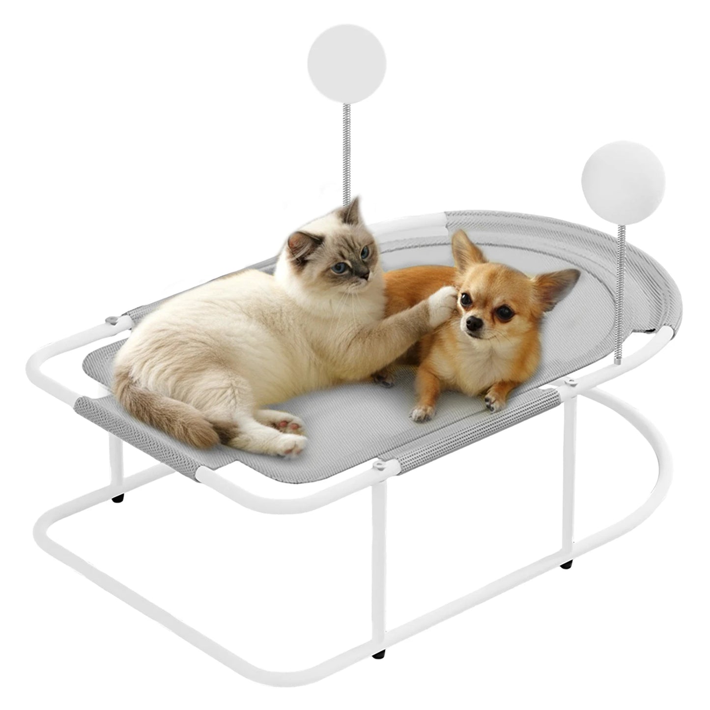 Free-Standing Elevated Cat Bed With Washable Breathable Mesh for Pets (Grey)