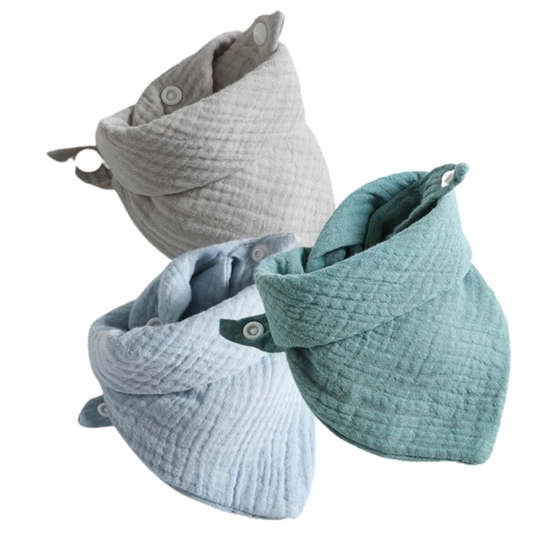 3Pcs/lot Baby Muslin Bibs Soft Cotton Solid Color Bibs Saliva Towel Boys Girls Feeding Apron Bandana Drool Stuff Bibs