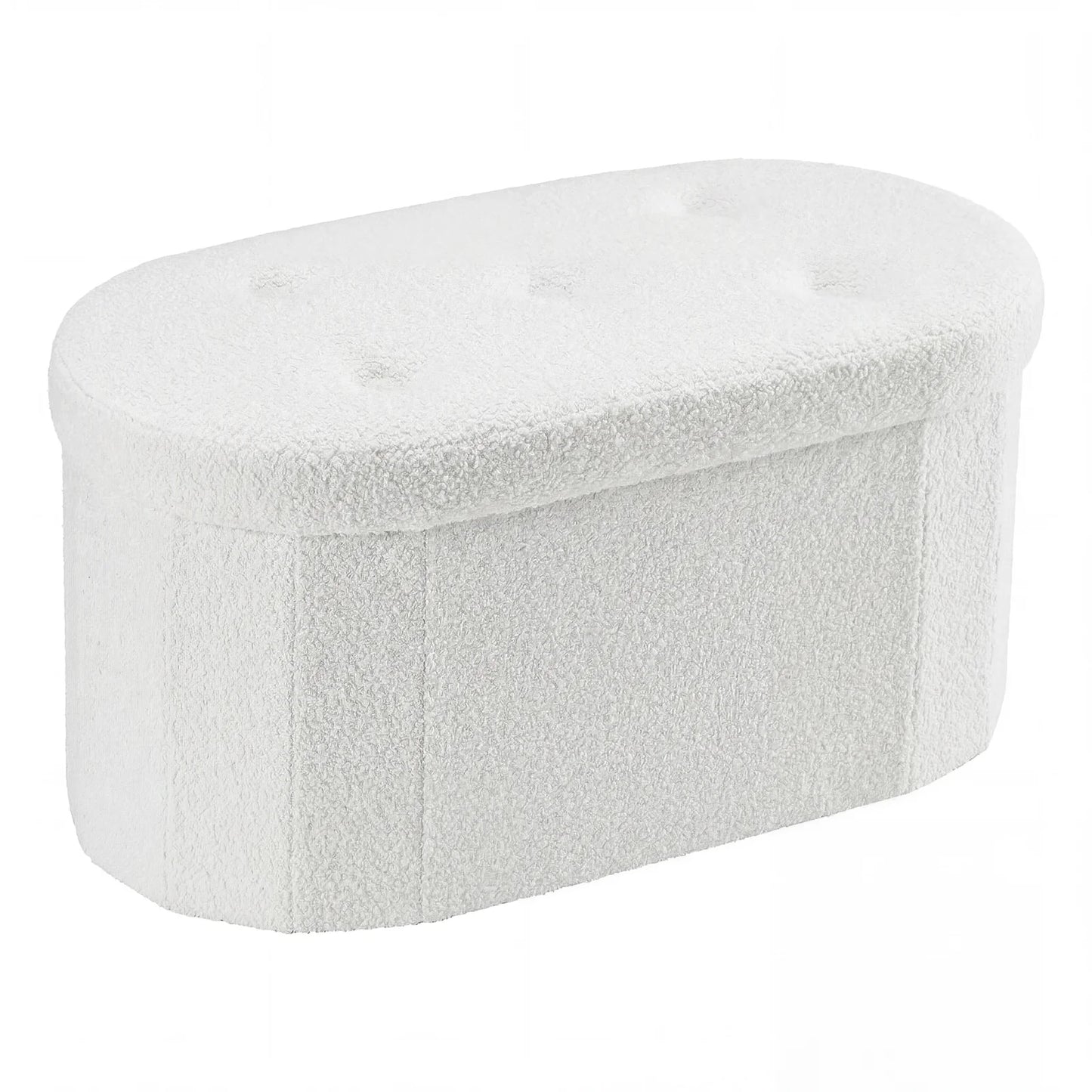MCQ 30IN to 43IN Faux Fur Ottoman Foot Rest Stool with Storage Makeup Cute Soft Small Footstool Oval Round Folding Storage Chest for Bedroom