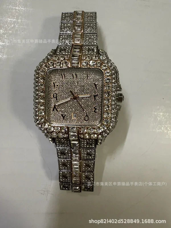 2025 New Luxury Diamond Watch Men Fashion Iced Out Square Colorful Number Watches Hip Hop Bling Jewelry Reloj Hombre for Party
