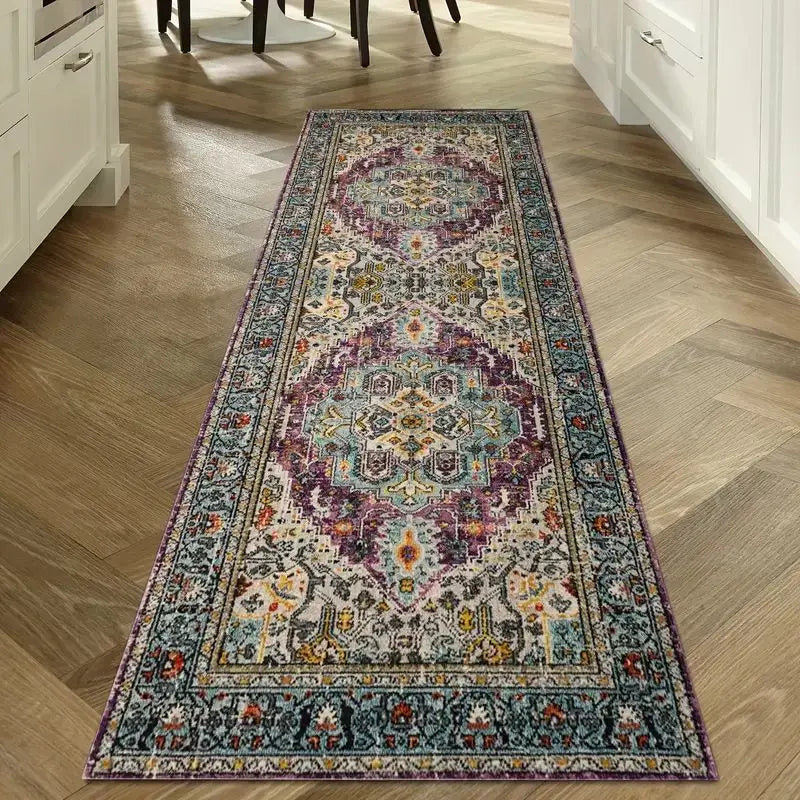 Bohemian Corridor Carpet Geometric Pattern Crystal Velvet Floor Mat Entrance Kitchen Staircase Long Rug Home Decoration