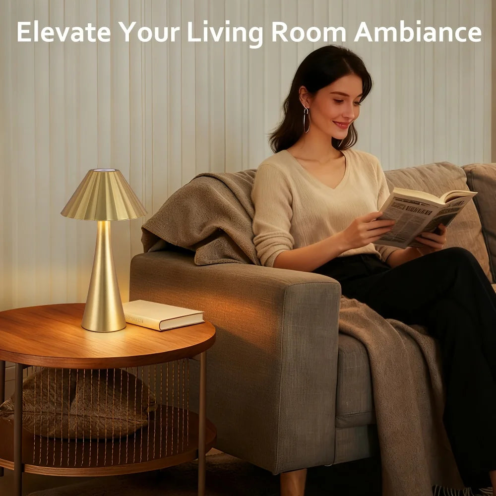 26.5 Inch Modern Mini Table Lamp Set Of 2, Small Nightstand Lamp With Top Touch Control and USB Charging, Metal Desk Lamp with Dimmable LED Light For Living Room, Bedroom, Office, Study, Outdoor