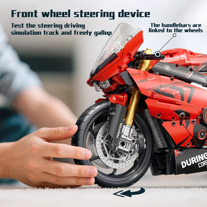 1:5 Red Sport Motorcycle Building Blocks Set 2024pcs Technic Racing Super Motorbike Model Kids DIY Toys Gifts For Boys