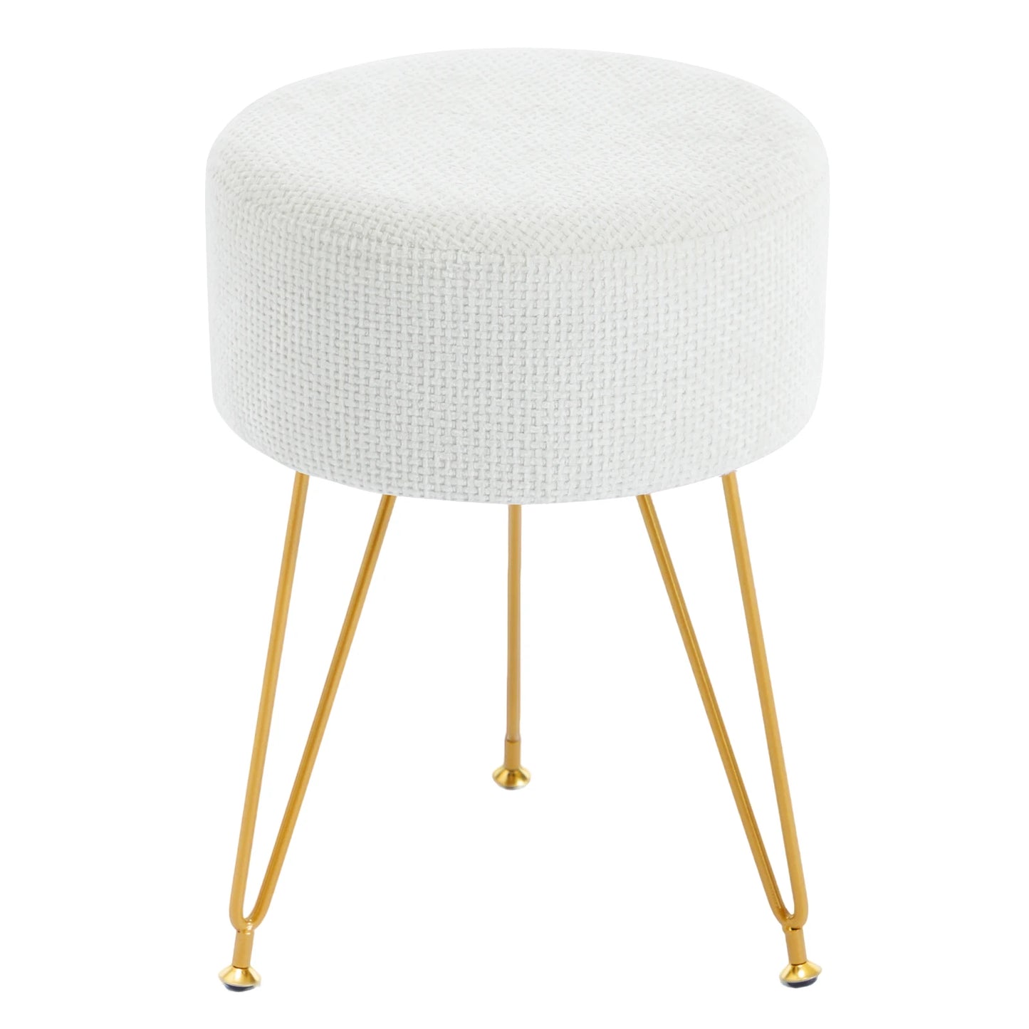 JHK Round Ottoman Velvet Footrest Chair Living Room Vanity Stool with 4CM Thick Cushion 350LBS Heavy-Duty Makeup Stool for Home