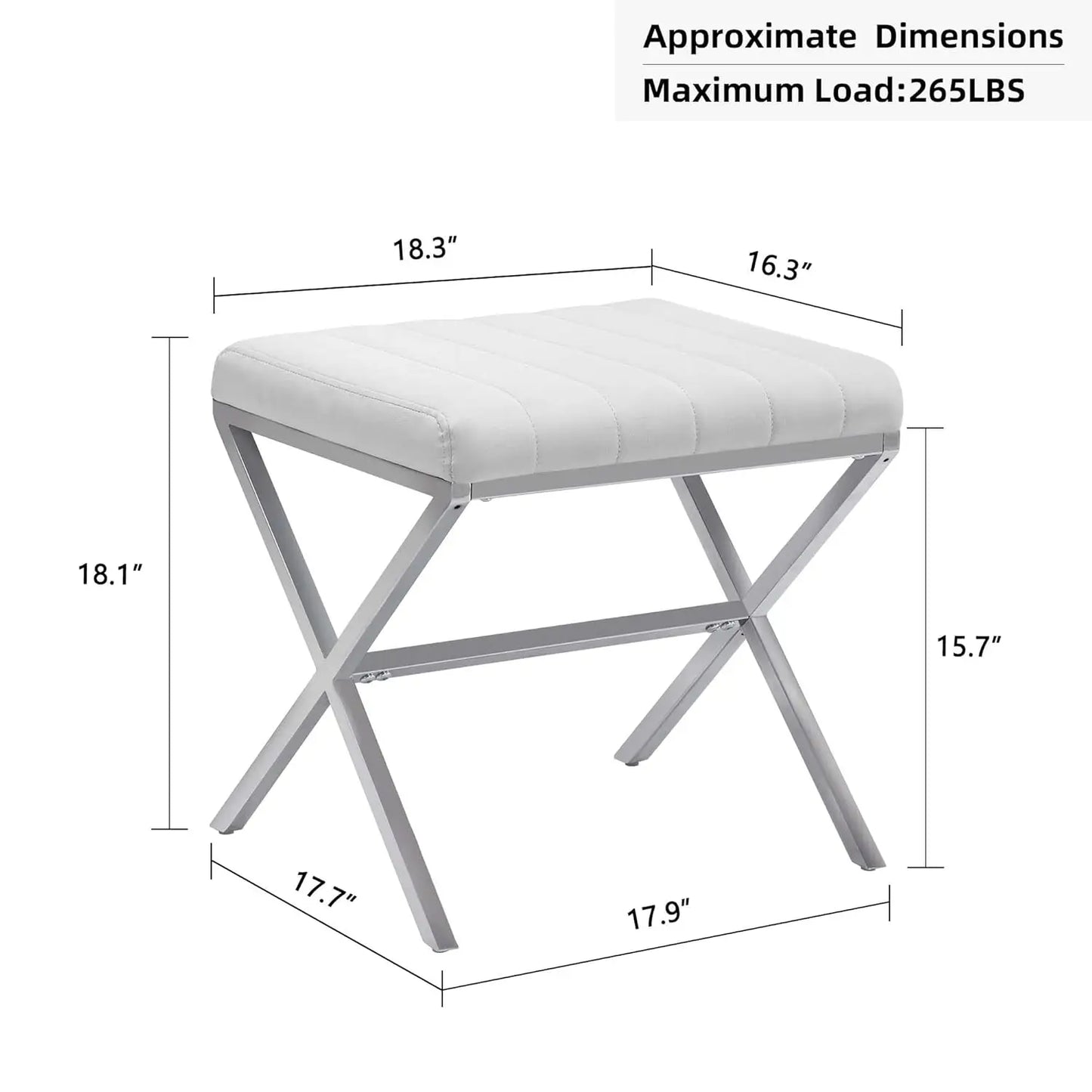 Modern PU Leather Padded Ottoman Stool Chair X Metal Legs Rectangle Vanity Bench Foot Rest Living Room Bathroom Custom