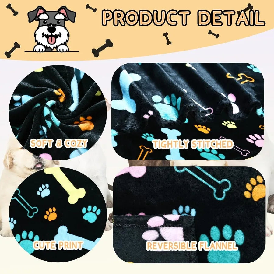Dog Blankets for 3 Pack Large Medium Pet Cat Soft Fuzzy Washable Blanket Comfort Flannel Suitable for Dogs Kennels Beds Sofas F
