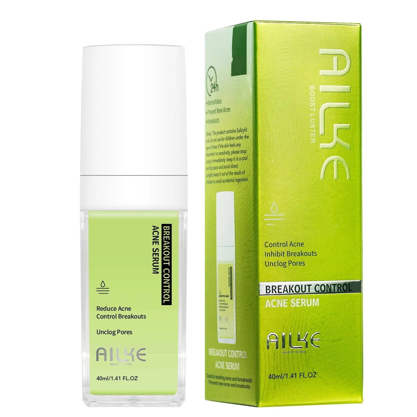 AILKE Organic Anti-Acne Cleansing Face Care Set, Smooth Skin, Remove Stains, Spots, Prevent Breakout, for All Skin Types