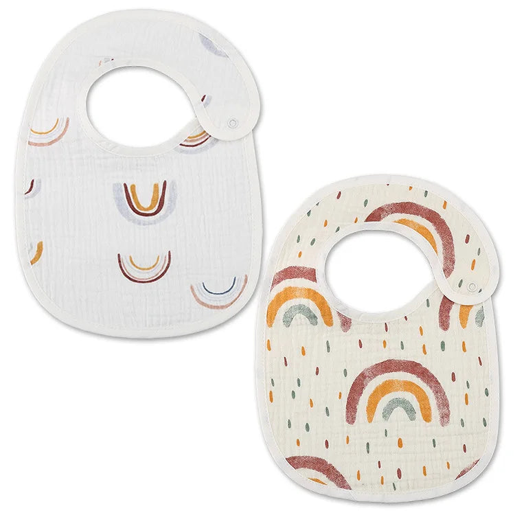 2pcs/set Summer Waterproof Baby Bibs New Cute Cotton Infant Bib Newborn Burp Cloths for Kids Boy Girl Soft Feeding Saliva Towel