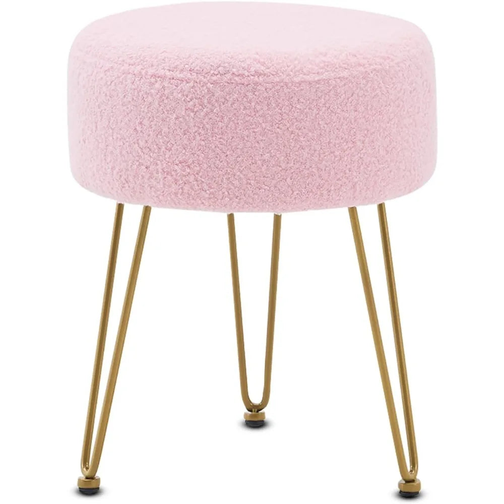 Velvet Ottoman Stool with Metal Legs for Bedroom Living Room Entryway Office