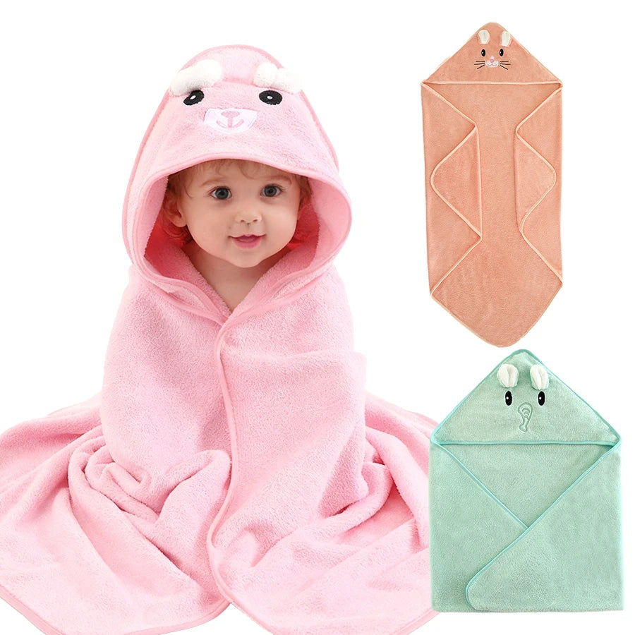 A Soft and Absorbent Baby Bath Towel, Cartoon Design, Thin for Summer, Newborn Bath Towel, a Must-Have for Babies.