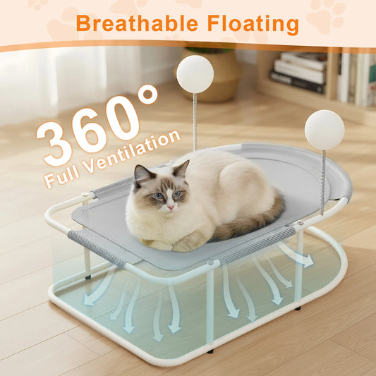 Free-Standing Elevated Cat Bed With Washable Breathable Mesh for Pets (Grey)