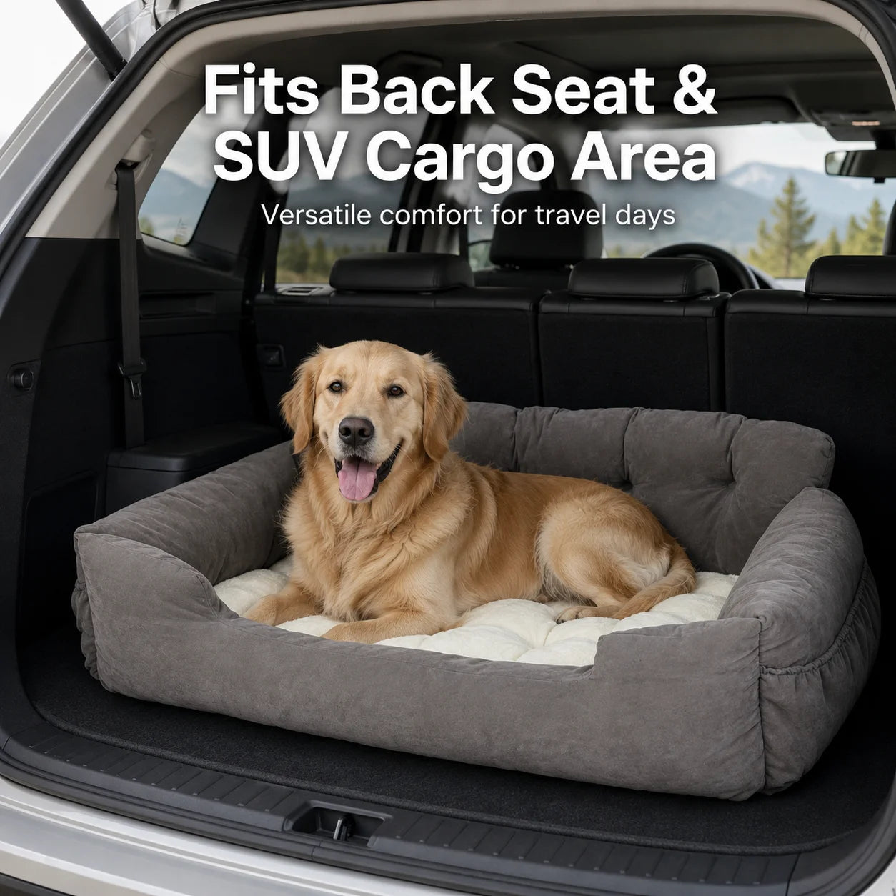 Pet Car Seat, Portable Dog Booster Seat with Safety Leash & Storage Pockets, Waterproof Travel Cat Bed for Small/Medium/Large Dogs