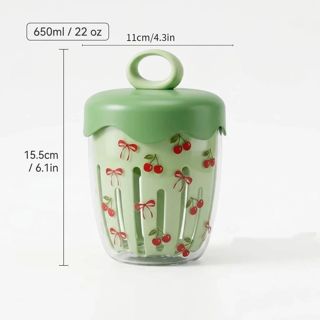 Clear Plastic Salad Container with Lid Fork Double Layer Fruit Drain Cup Yogurt Cereal Snack Bento Lunch Box for Kids School