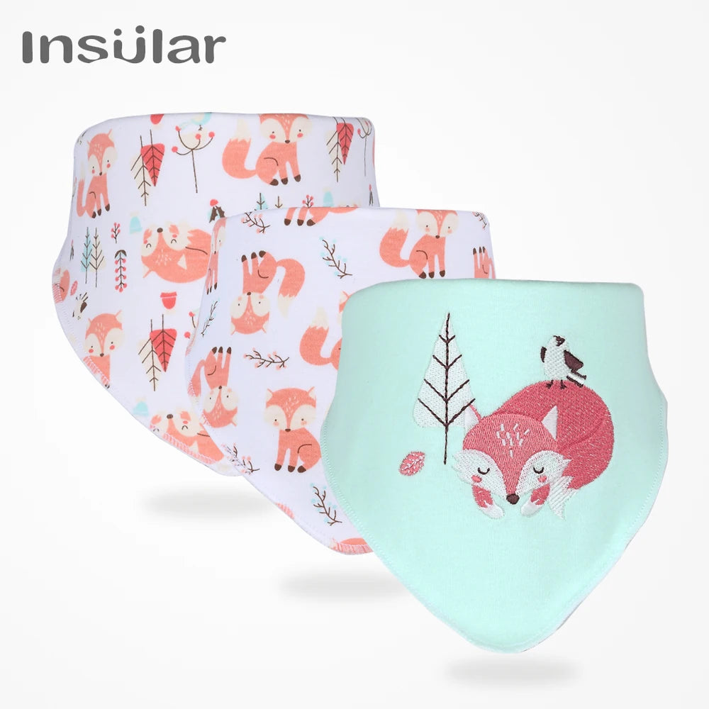 3pcs/set High Quality Baby Bibs Double Layers Cotton Infant Saliva Towel Toddler Boys Girls Cute Baby Bibs Bandanna Burp Cloth