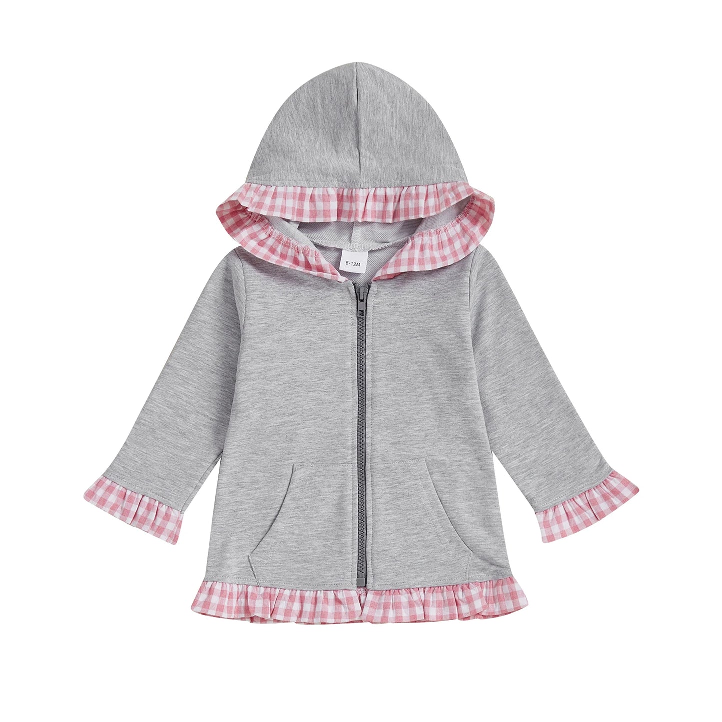 Children s Girls Plaid Hoodie with Zipper Closure Long Sleeve Sweatshirt Jacket for Everyday Casual Wear and Activities
