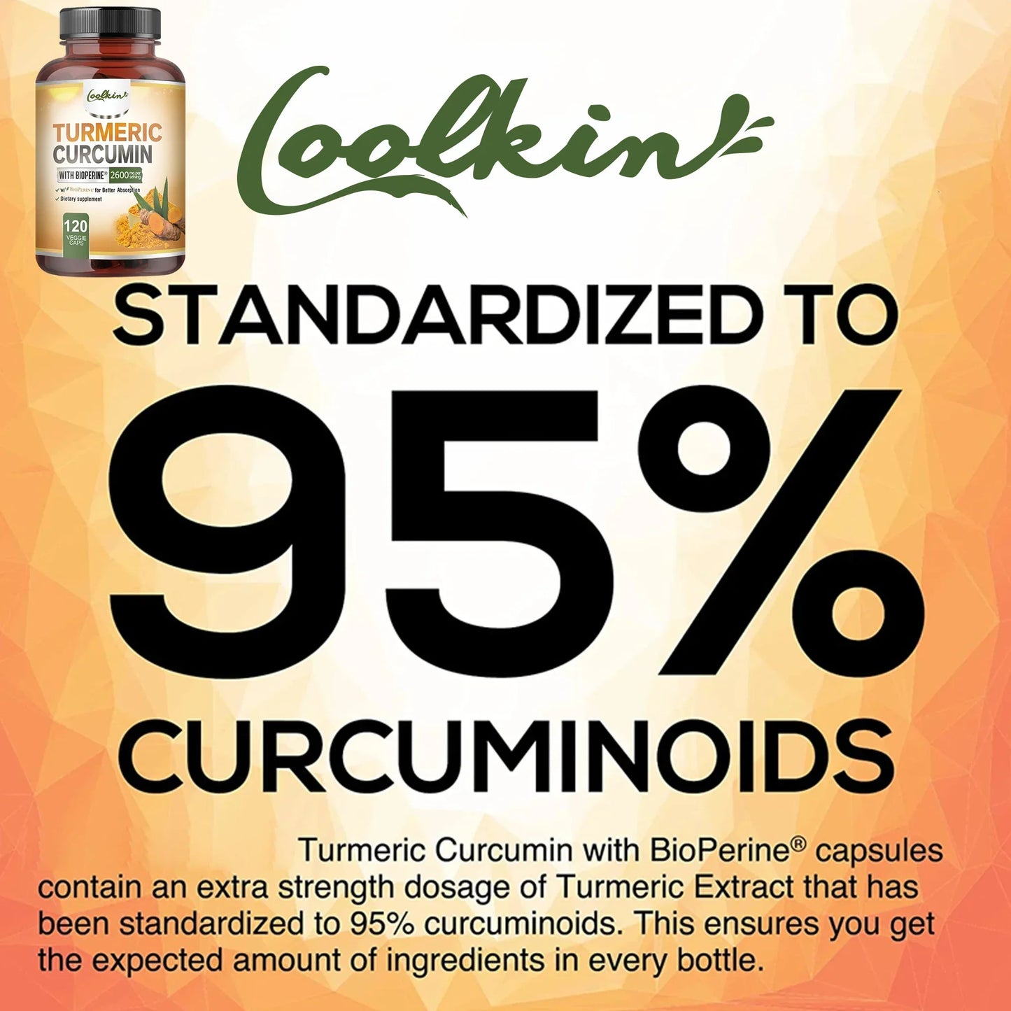 Turmeric Curcumin 2600mg - Helps Promote Joint and Heart Health, Improve Mobility, and Enhance Absorption - 120 Capsules