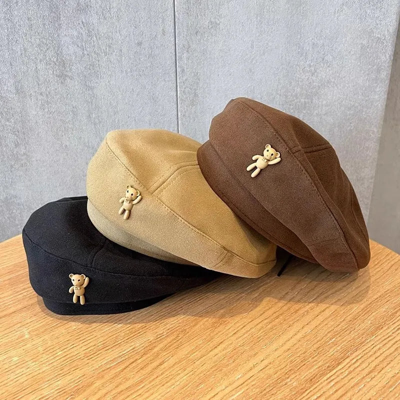 Kids Beret Hats Fashion Retro Boy Girl Autumn Winter Warm Caps Beanies Korean Children Artist Painter Caps 4-10Y