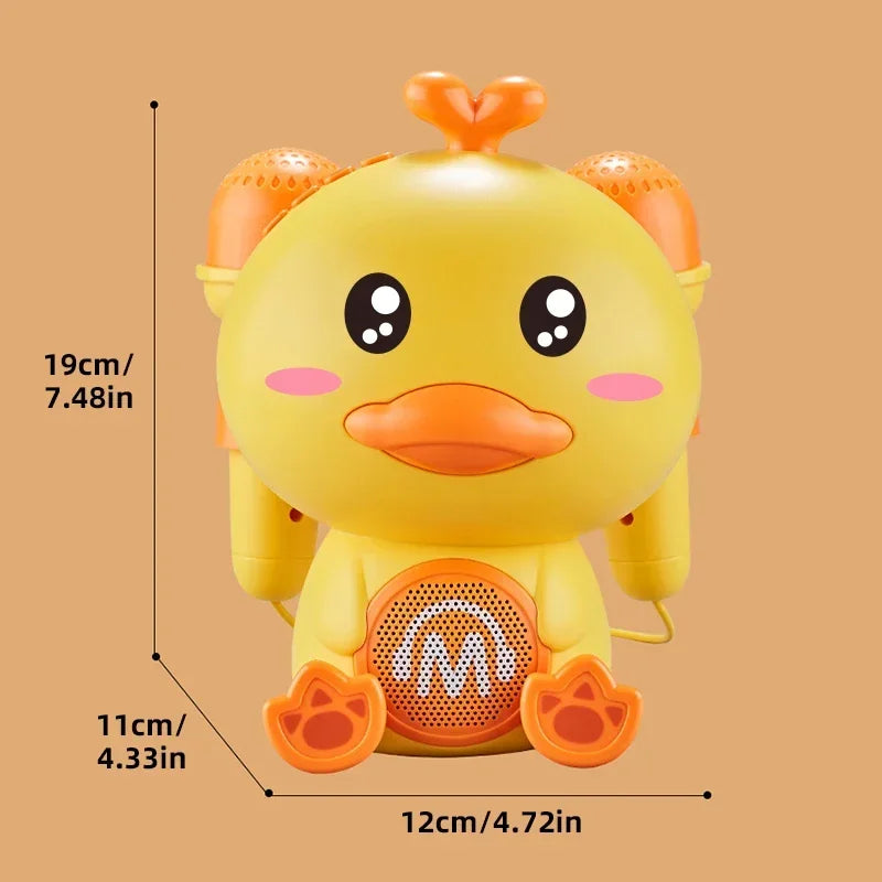 Cute Duck Singing Vocal Toys with 2 Mocrophone Bluetooth Karaoke Portable Speaker Sound Early Education Machine Children Gift