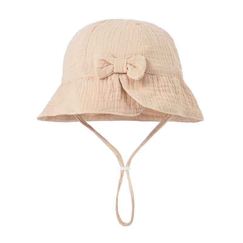 Baby Hats Girls Bowknot Panama Summer Kids Sun Hat Infant Beach Fisherman's Hat Children Breathable Cotton Outdoor Bucket Cap