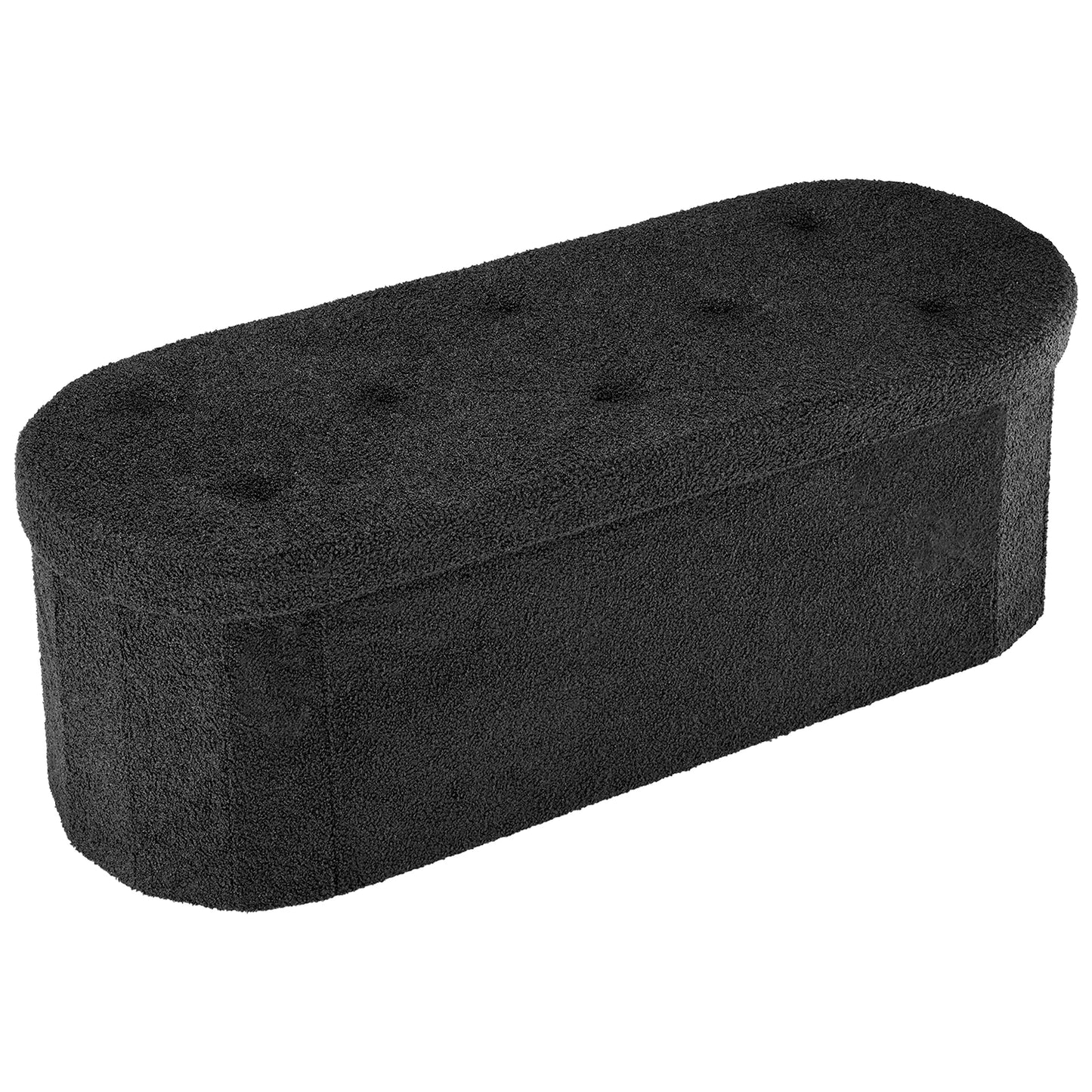 MCQ 30IN to 43IN Faux Fur Ottoman Foot Rest Stool with Storage Makeup Cute Soft Small Footstool Oval Round Folding Storage Chest for Bedroom