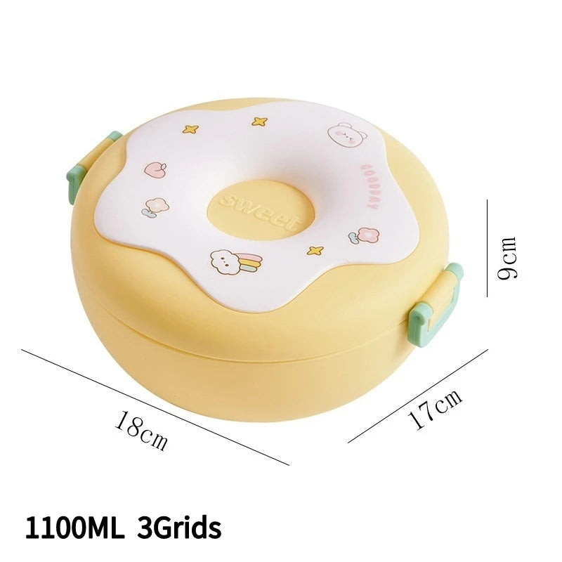 Cartoon Bento Lunch Box for Kids, Leakproof Lunch Fruit Container for Girls, Boys, Toddlers with 2-3 Compartments,Microwave Safe
