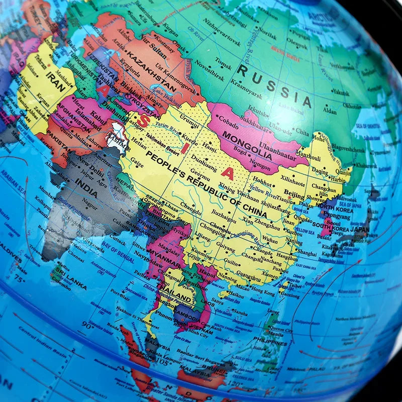 1pc Educational Globe for Teaching, HD English World Map with 360° Rotation, Standard Desktop Geography Learning Tool