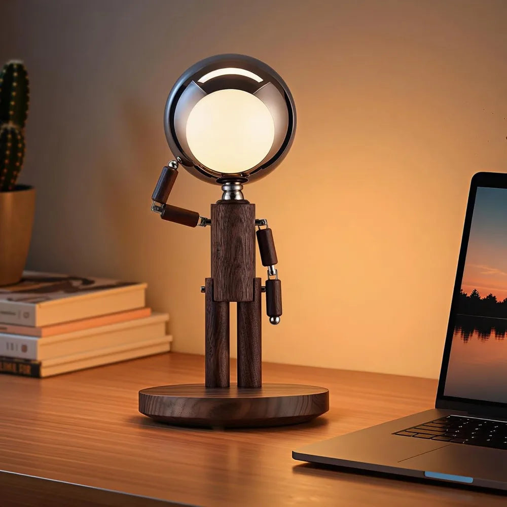 Rechargeable Cordless Table Lamp, Dimmable Wooden Desk Light, Touch Control, 3 Temperatures, Home Decor Gift