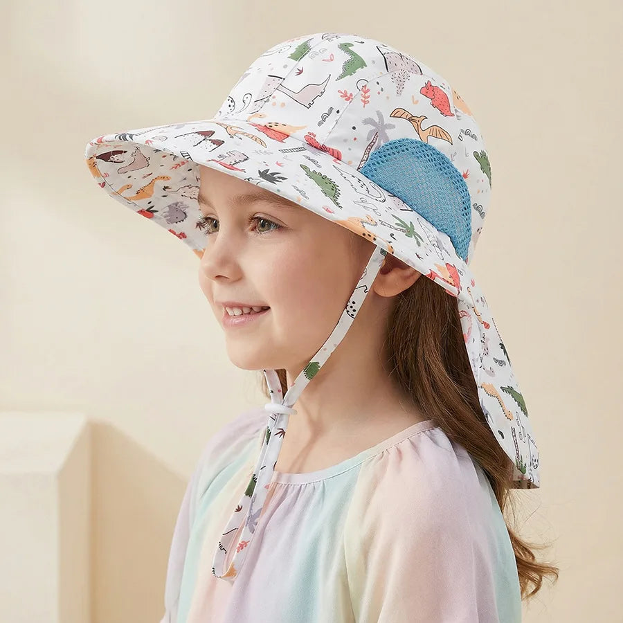 Side Net Fabric Children's Sun Hat with Side Mesh, Sun Hat for Protection From The Sun, Sunshade Shawl Hat, Original Large Brim