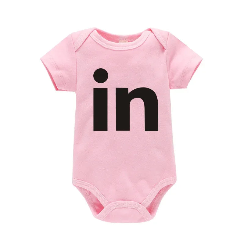 Letter Print Newborn Infant Baby Boys Girls Black Bodysuit Twins Romper Jumpsuit Outfits Hipster Baby Clothes 0-24M