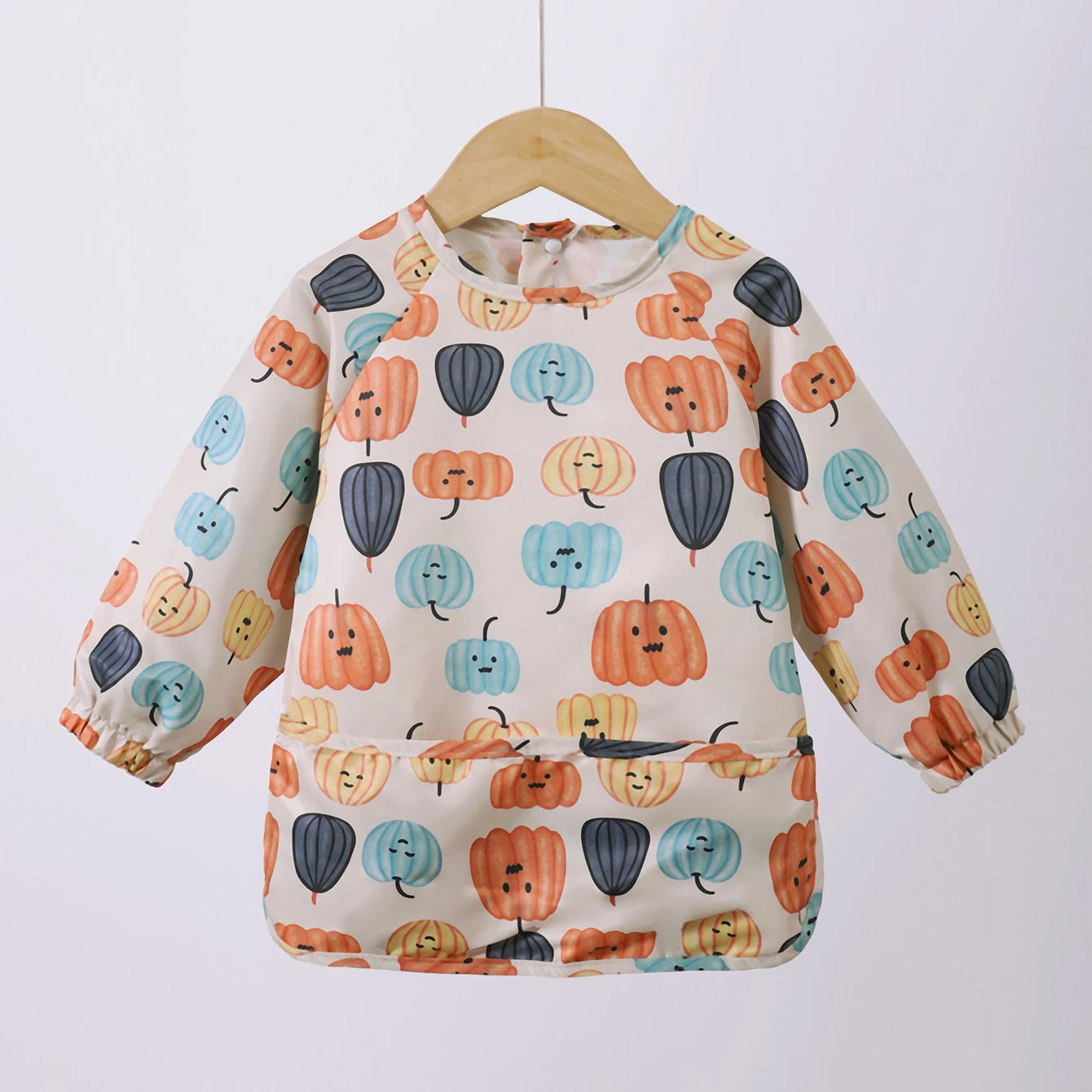 Danish children's long sleeved reverse dressing baby eating clothes bib super soft waterproof baby eating bag anti dirty feeding