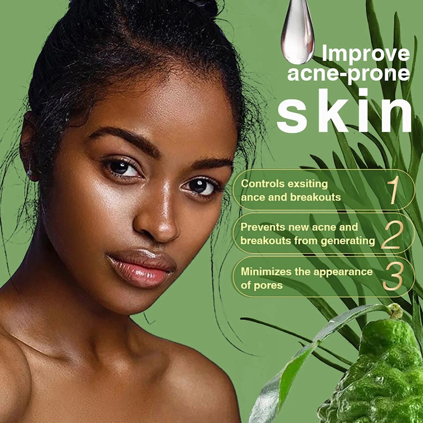 AILKE Organic Anti-Acne Cleansing Face Care Set, Smooth Skin, Remove Stains, Spots, Prevent Breakout, for All Skin Types