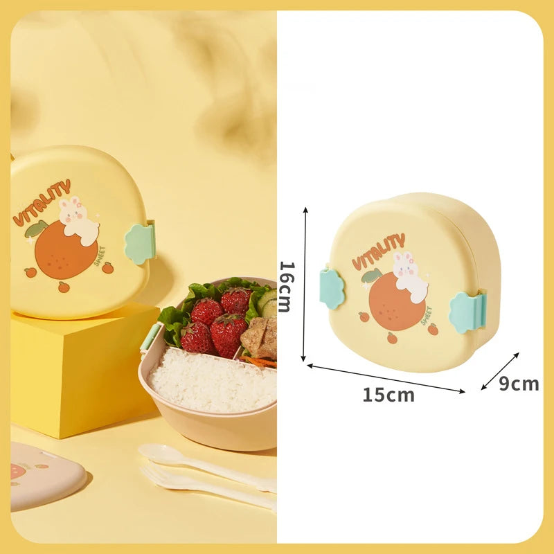 Cartoon Bento Lunch Box for Kids, Leakproof Lunch Fruit Container for Girls, Boys, Toddlers with 2-3 Compartments,Microwave Safe