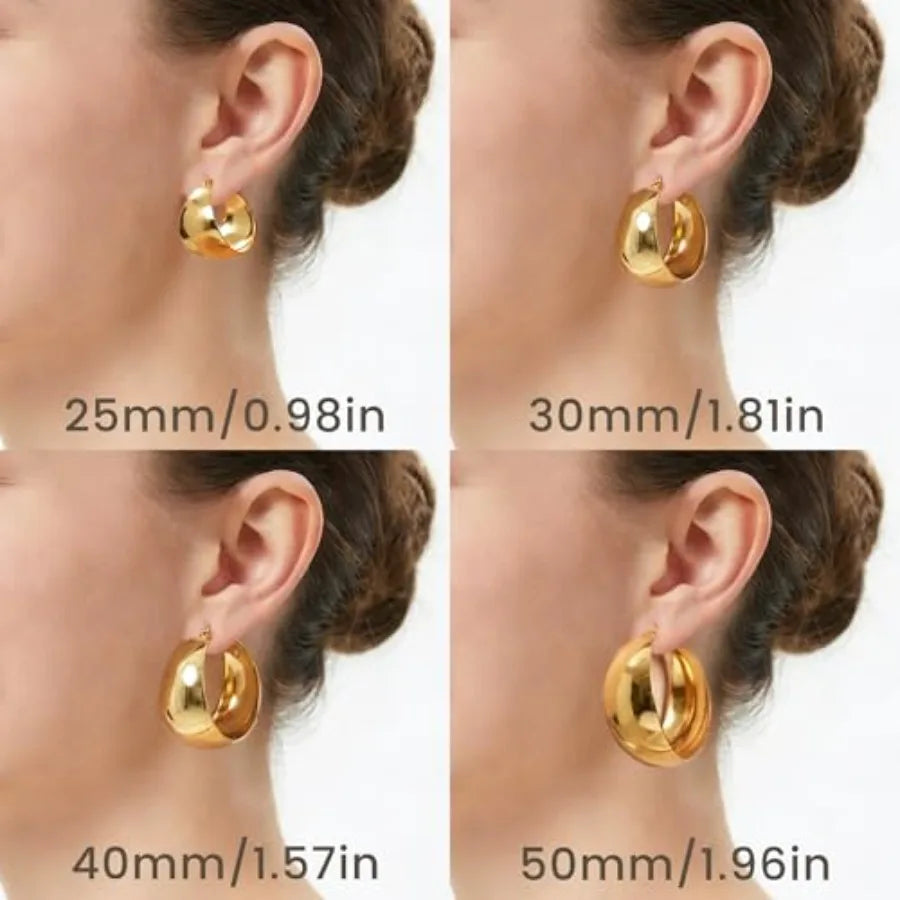 LOUMILEO 24MM Wide Thick Silver Hoop Earrings for Women Lightweight 925 Sterling Silver Hoop Earrings Large Chunky 14K Gold Pla