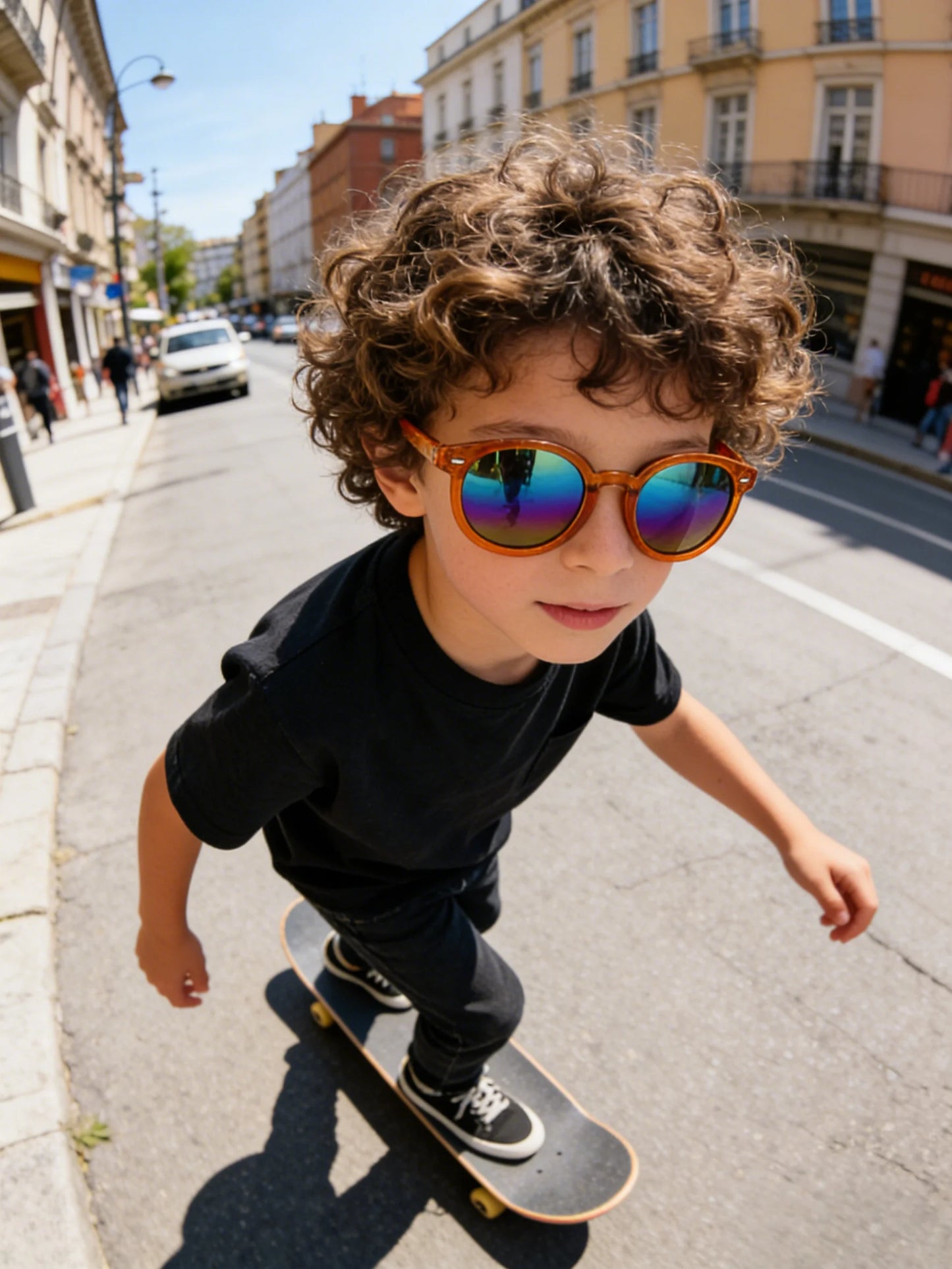 Neon Round Kids Sunglasses Reflective Rainbow Lenses UV Protection Colorful Shades for Boys Girls Beach Outdoor Fun KJ076