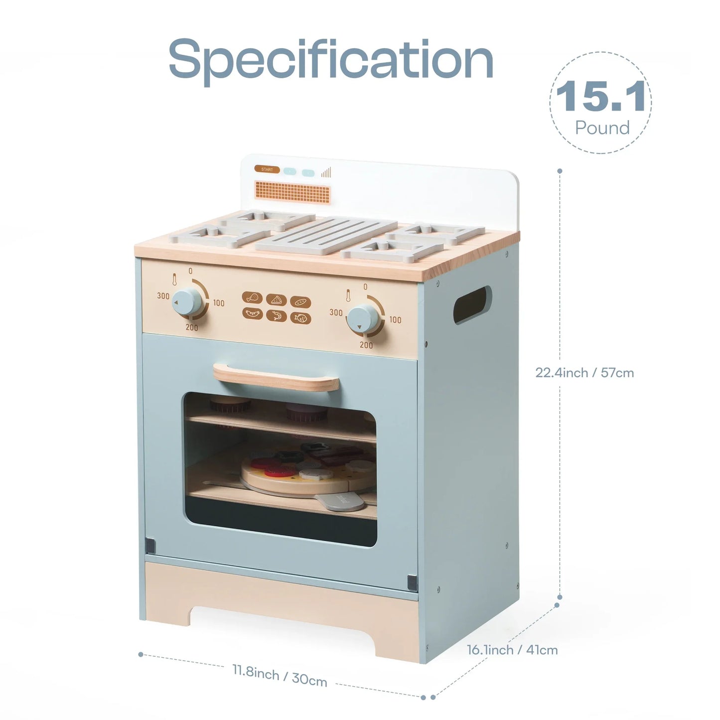 Kitchen Washer Playset Play Kitchen Fridge Refrigerator Play Toy Oven Wooden Kitchen Playset for Kids Age 3+Blue