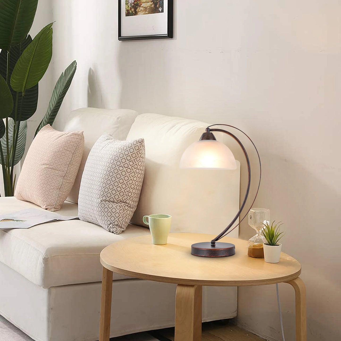 1pcs Vintage table lamp 17.71in With a glass lampshade E26 bulb base (bulb not included) Living Room Bedroom Study