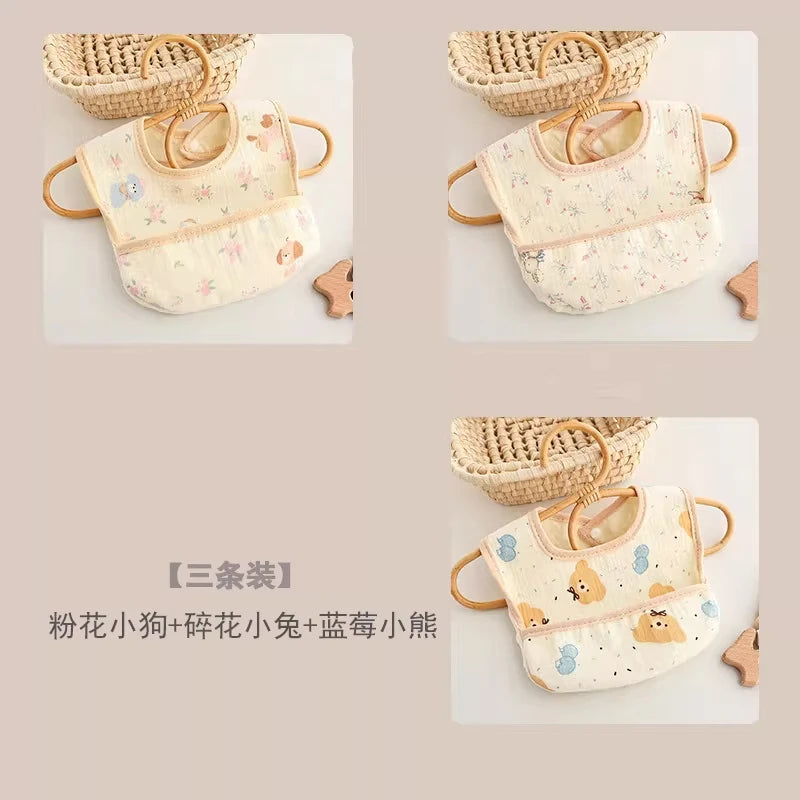 3 Pieces of Baby Bibs, Waterproof Bibs for Toddlers, Cartoon Patterns, Children's Feeding Bibs
