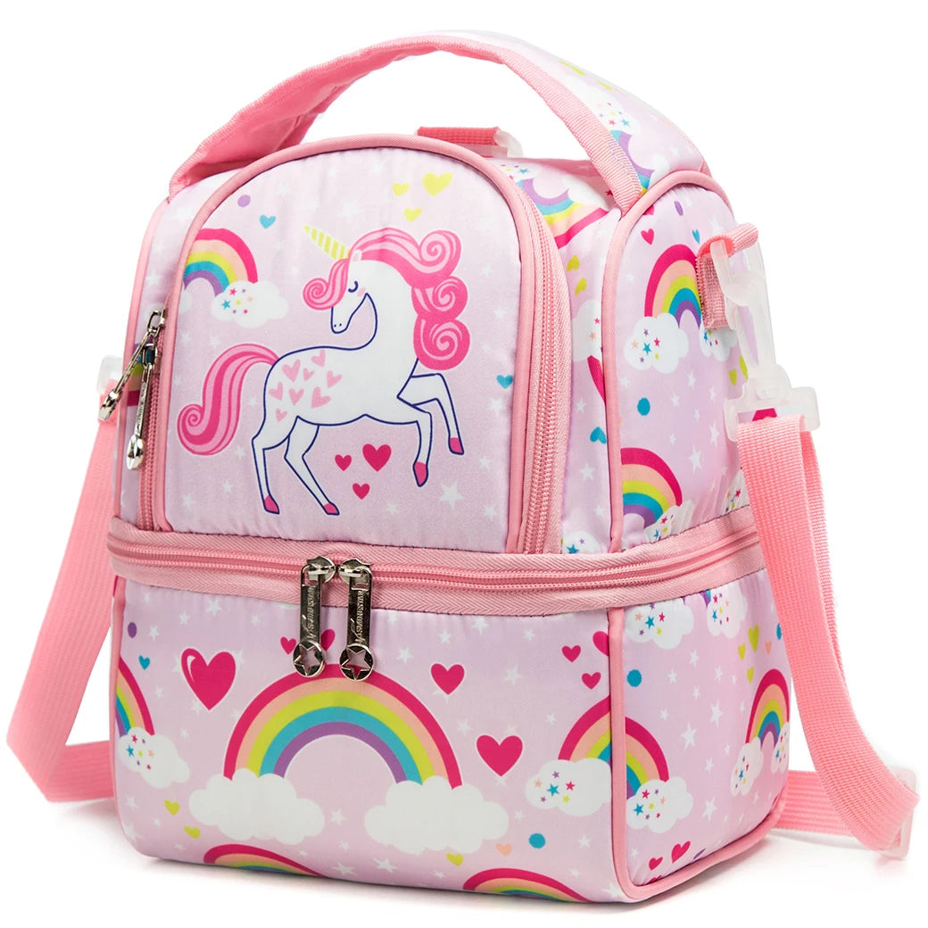 MYHSBYO Kids Lunch Bag Girls Backpack Insulated Cooler Bag for Girls and Boys Travel Lunch Tote with Adjustable Strap