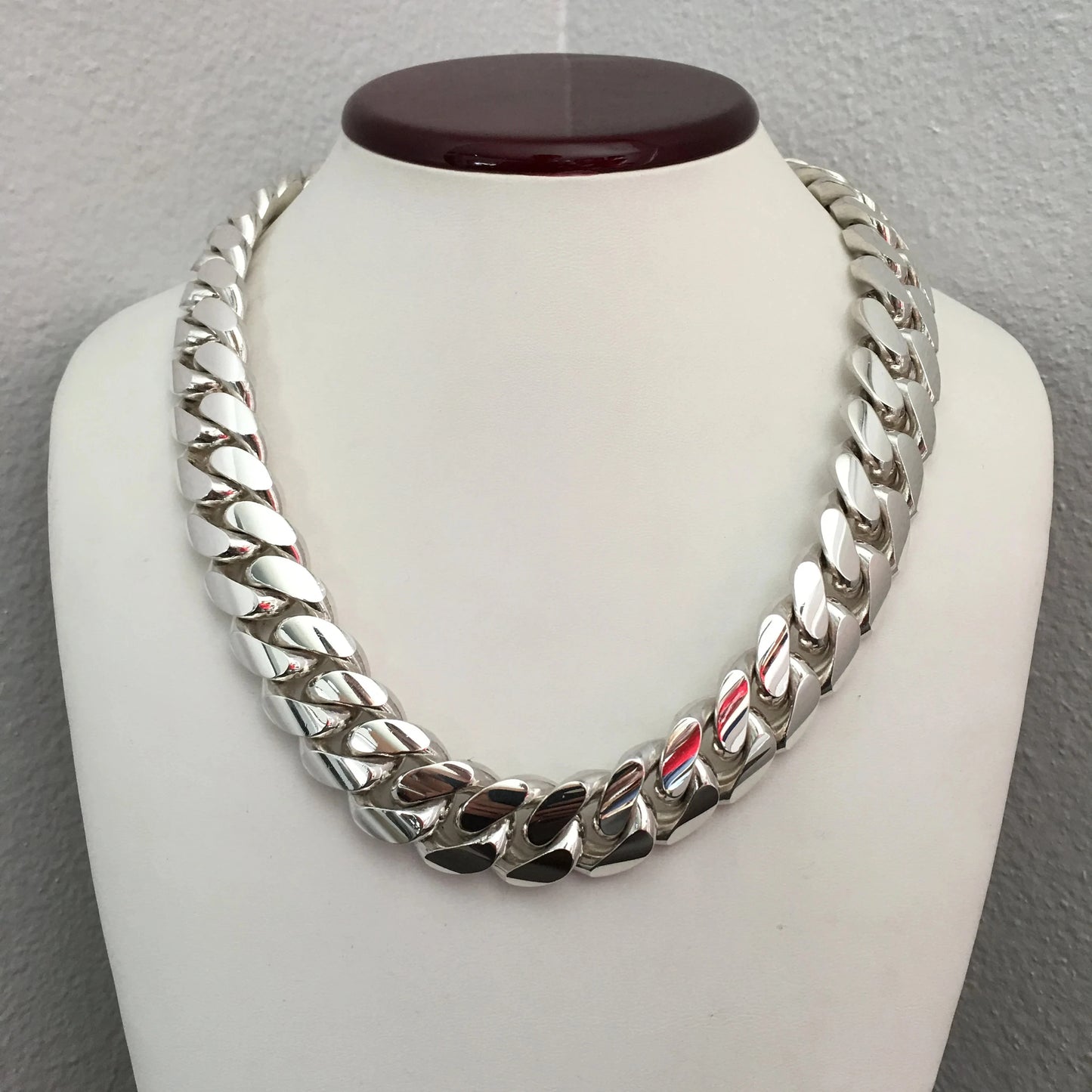 1pc 22mm Big Heavy Rhombus Cuban Link Chain Necklaces for Men Hip Hop Bling Rapper Jewelry  Silver Color