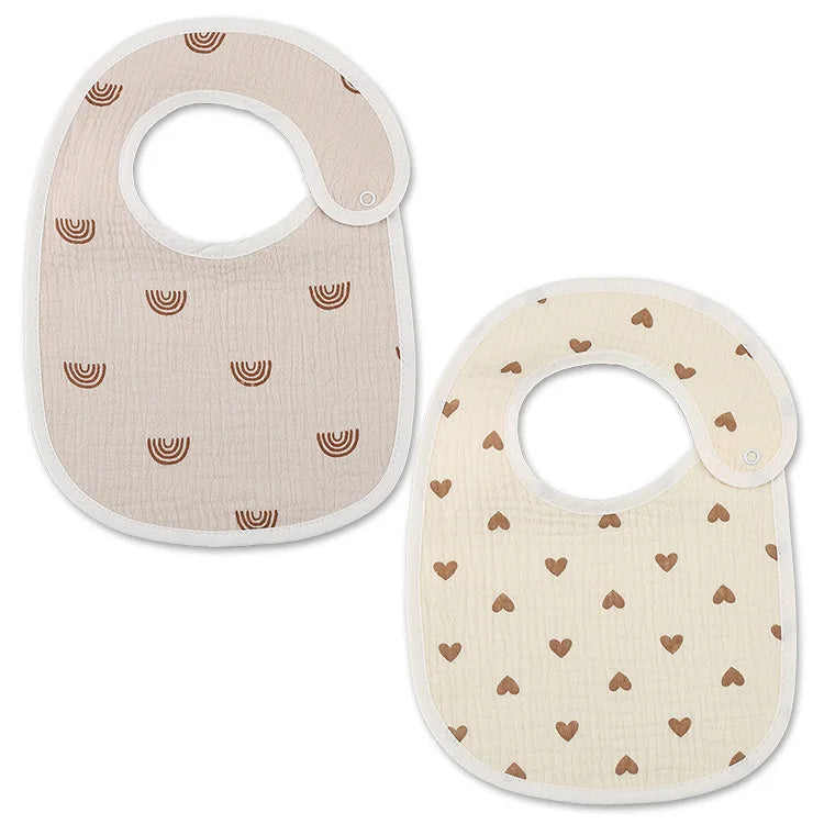 2pcs/set Summer Waterproof Baby Bibs New Cute Cotton Infant Bib Newborn Burp Cloths for Kids Boy Girl Soft Feeding Saliva Towel