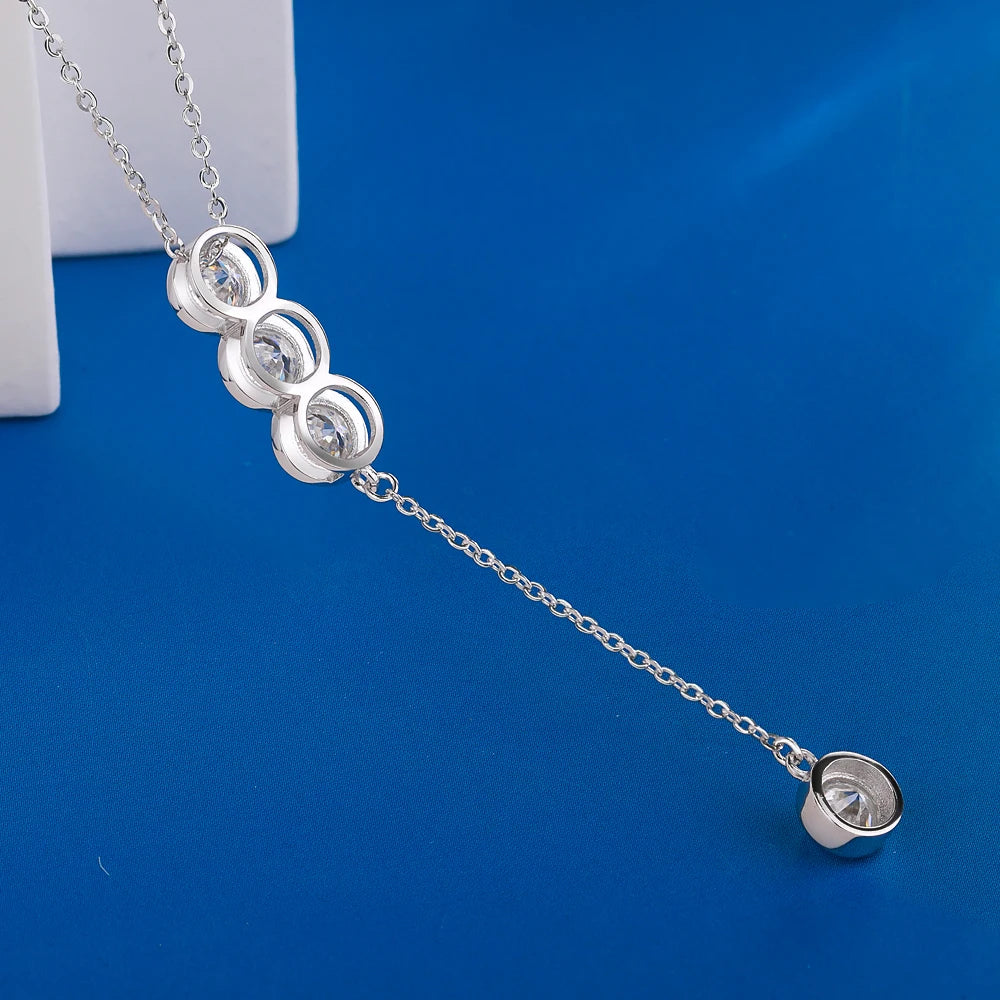 Houtros 3mm/5mm Full Moissanite Necklace for Girls Classic Bubble Clavicular Chain 925 Sterling Silver Party Fine Jewelry Gift