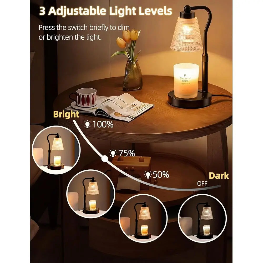 Candle Warmer Lamp or Jar Candles, Height Adjustable & Dimmable with 2/4/8H Timer, 2*50W Hgen Wax Melter Warmer for Home Office