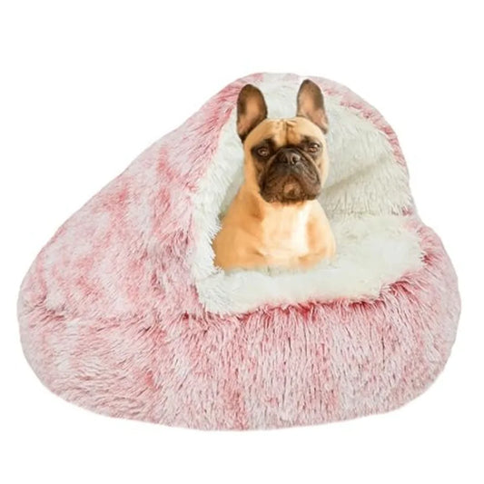 Small Dog Bed Hooded, Cat Cave Bed for Indoor Cats with Covered Hood for Small Dogs Cats Puppy, Plush Faux Fur Enclosed Nest -2