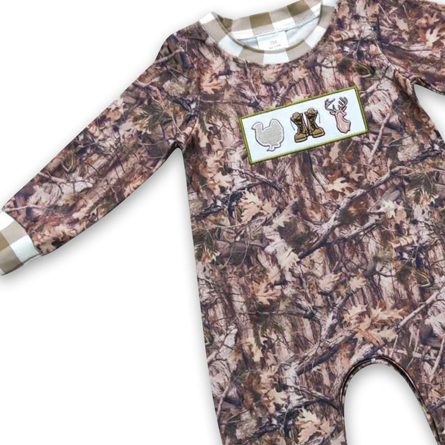 Baby Boys Hunting Boots Turkey Deer Camo Fall Rompers
