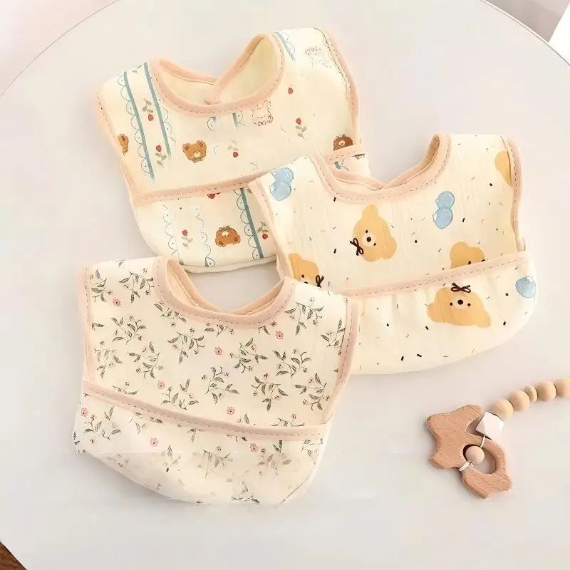 3 Pieces of Baby Bibs, Waterproof Bibs for Toddlers, Cartoon Patterns, Children's Feeding Bibs