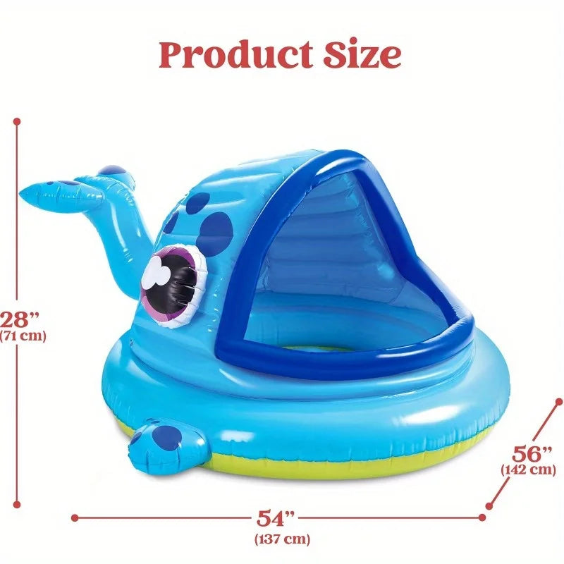 Joyfy Inflatable Shade Kiddie Pool Whale Baby Pool Tent Infant Swimming Pool  Blow Up Toddler Pool for Swim Party Toys Summer